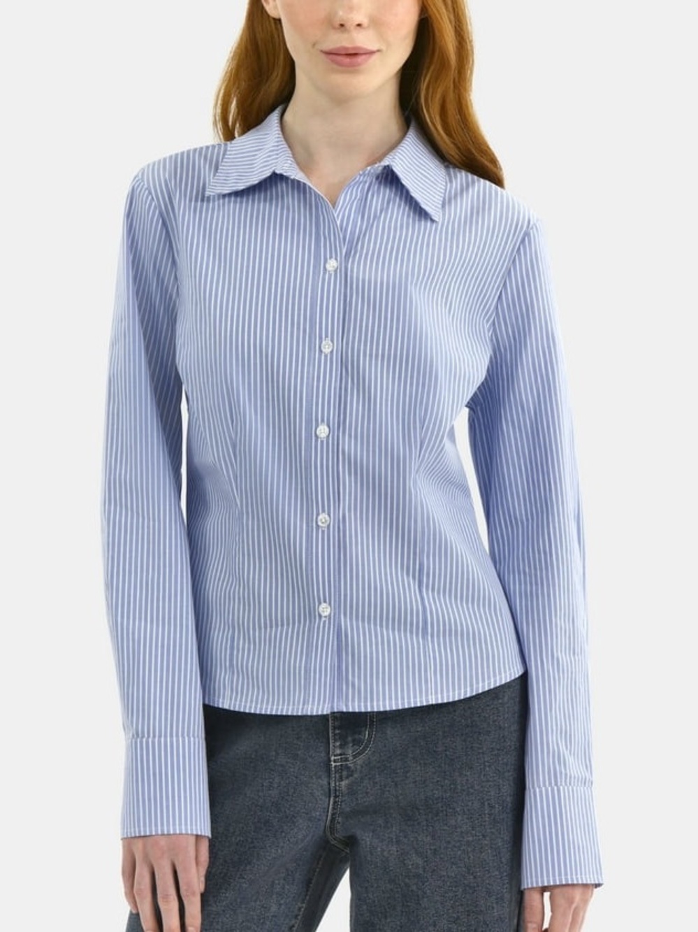 NWT No Boundaries Blue and White Striped Button Up Shirt - Size S